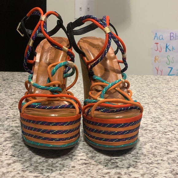 Schultz colorful strappy platform wedges - Picture 2 of 6